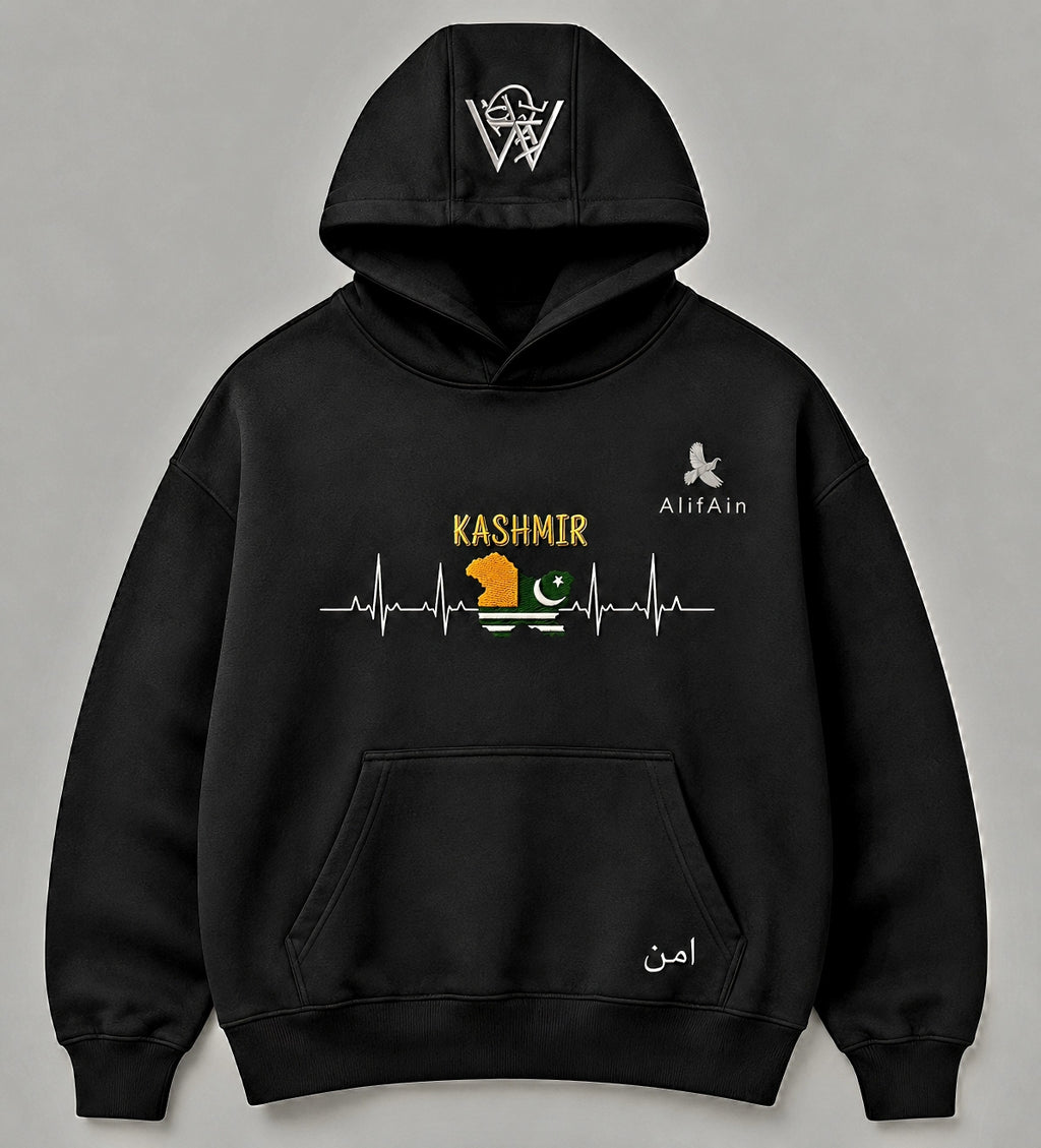 AlifAin Peace Azad Kashmir heavyweight hoodie, back print