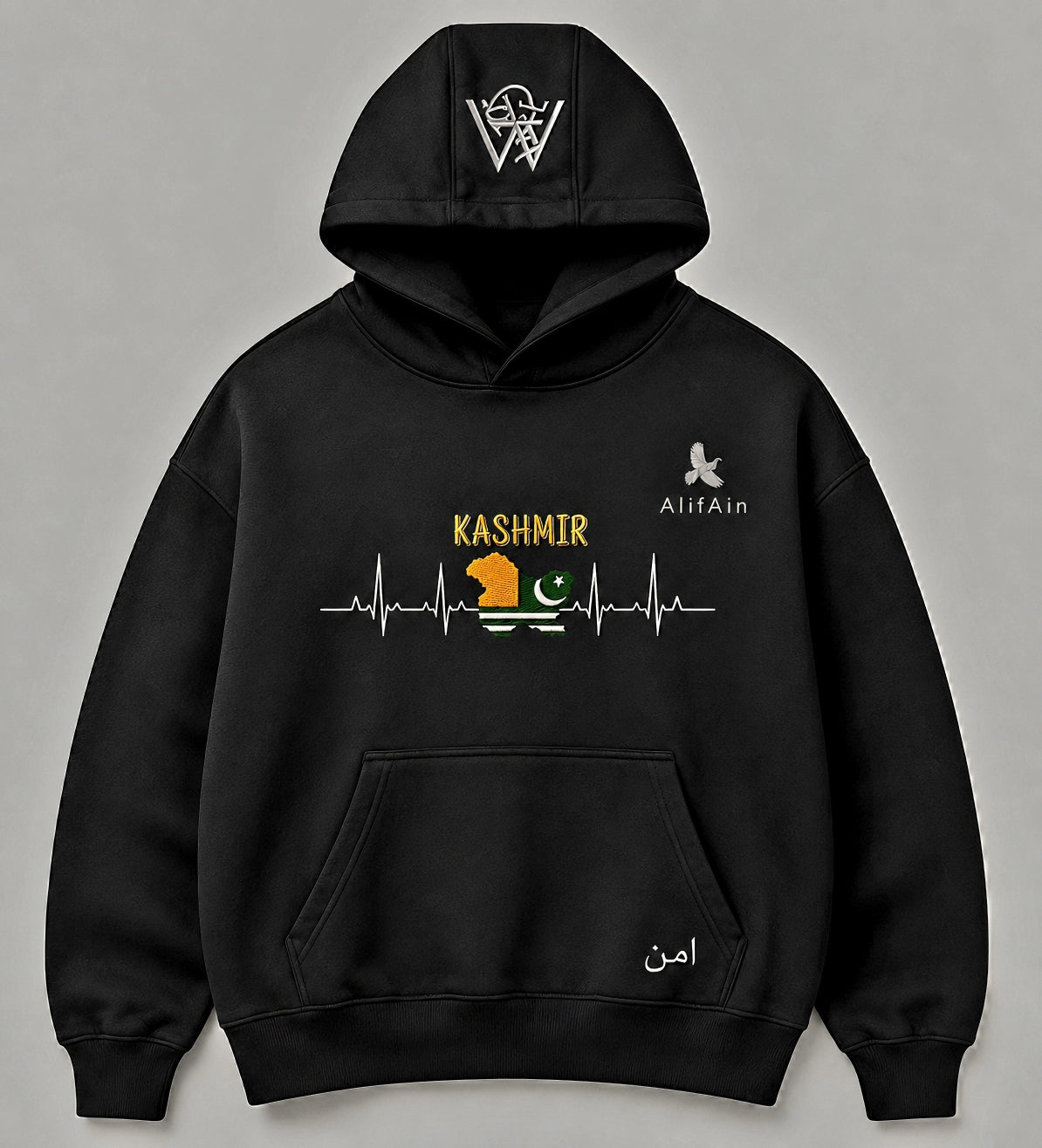 AlifAin Peace Azad Kashmir heavyweight hoodie, back print