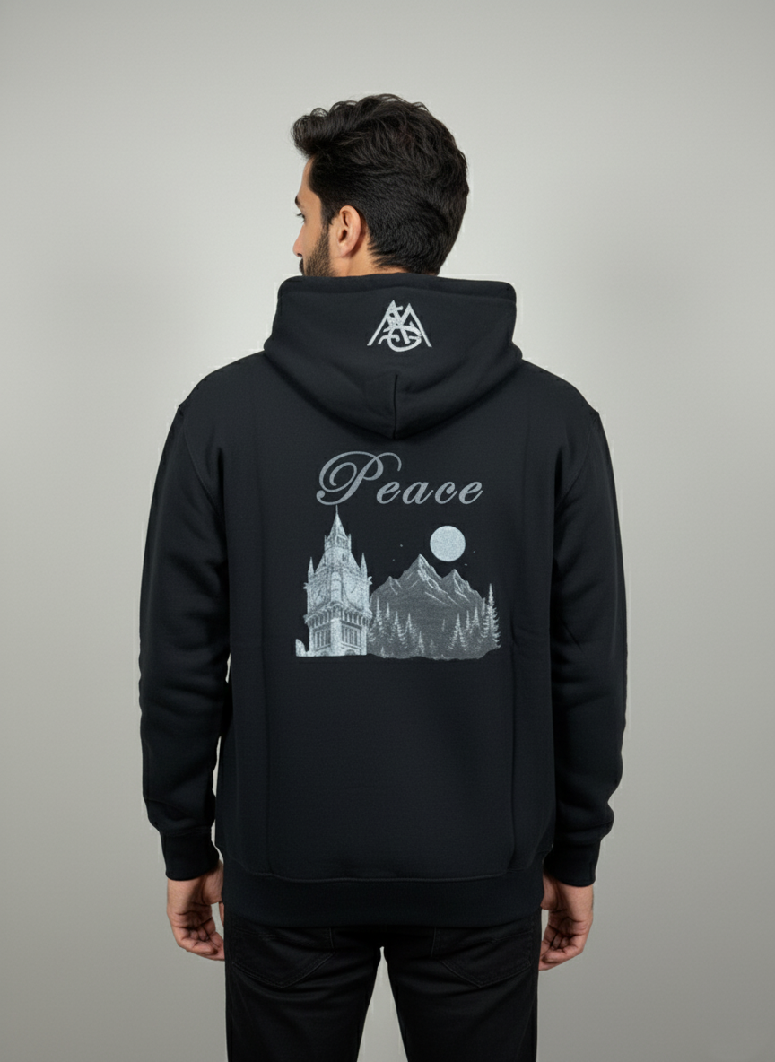 Saaya Obsidian - Vintage Black Peace Hoodie