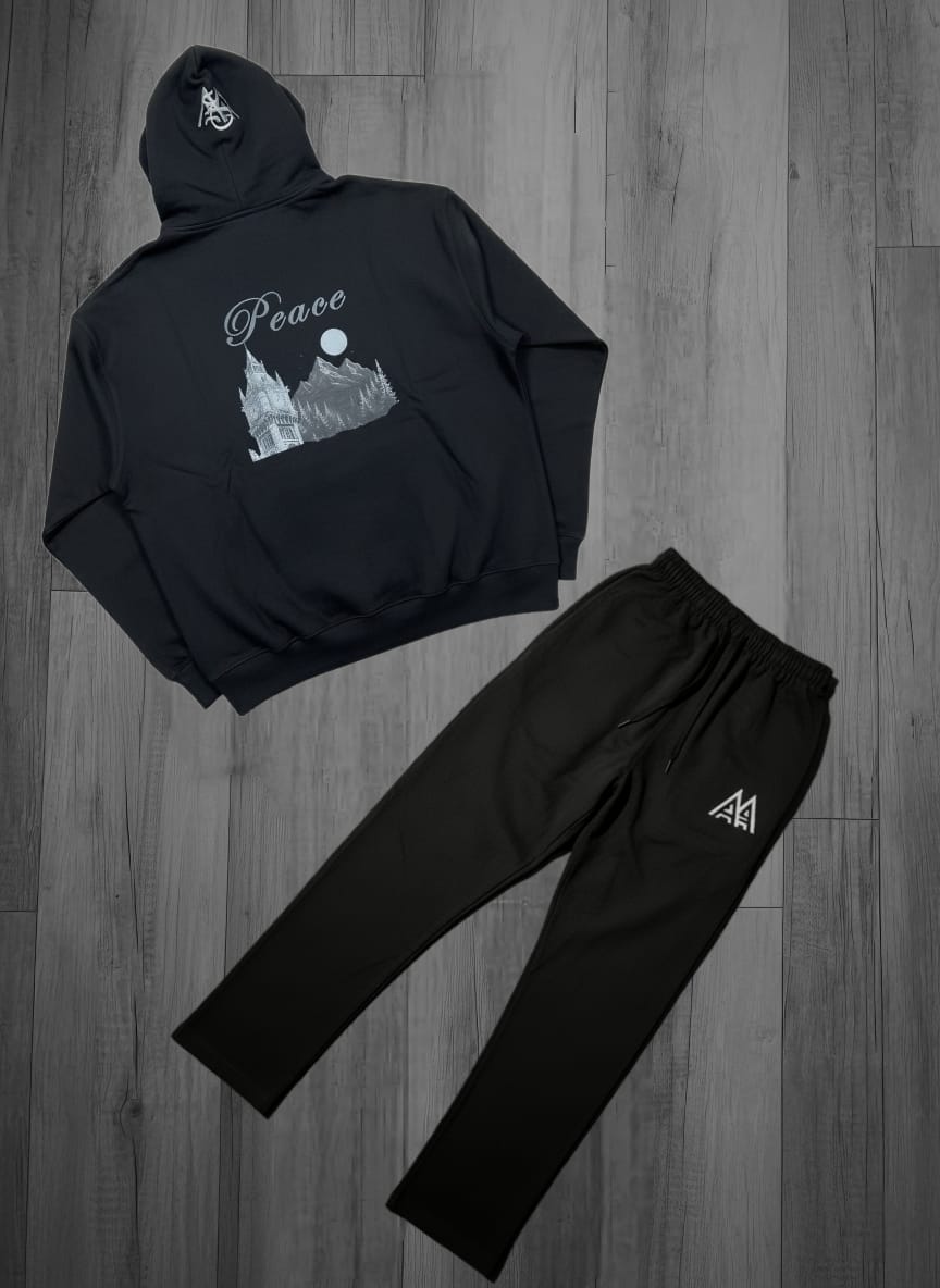 Saaya Obsidian Vintage black Hoodie & Trouser Set