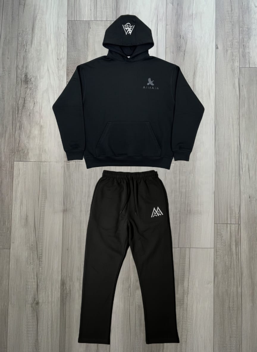 Saaya Obsidian Vintage black Hoodie & Trouser Set