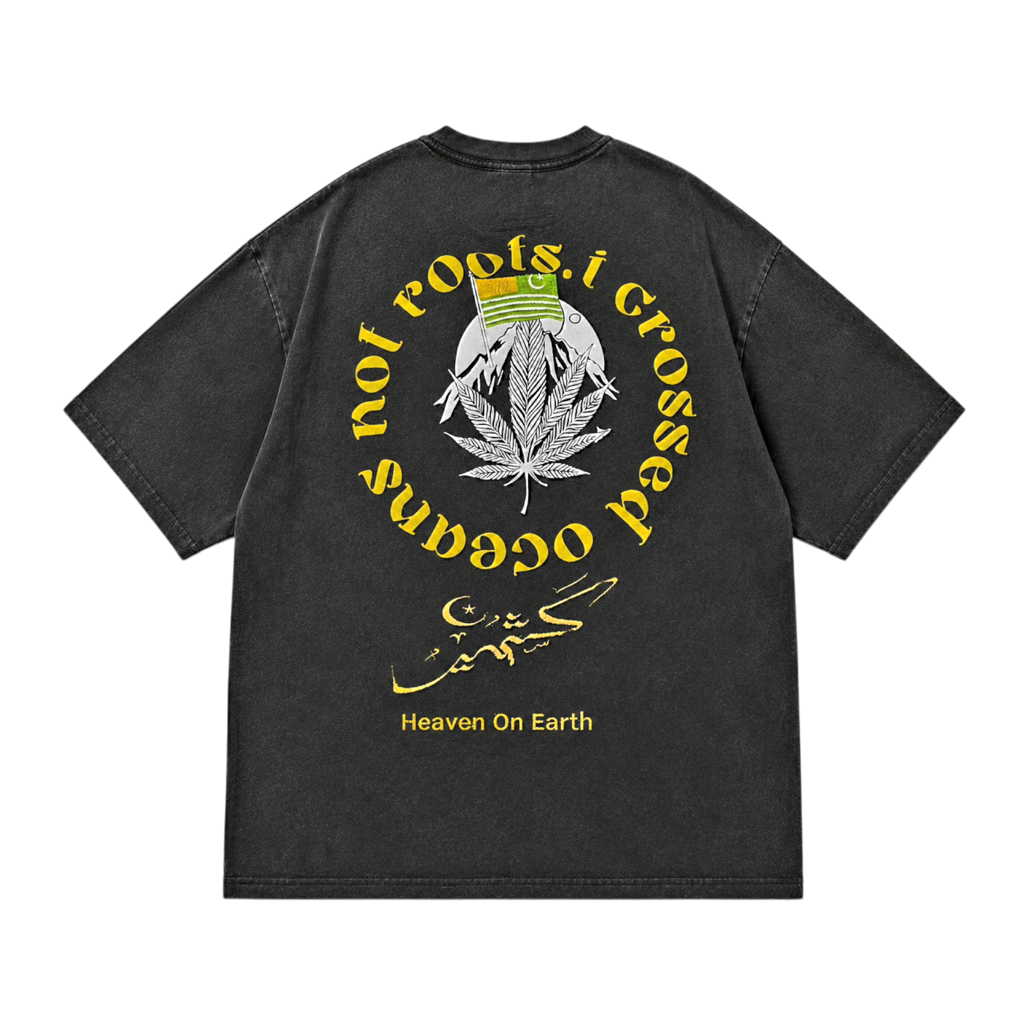 AlifAin Roots stone wash tee, back print detail